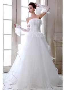 Romantic Strapless Gothic Lace Wedding Dresses 2014