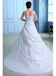 Romantic Taffeta A-line Wedding Dresses Brisbane with Cap Sleeves