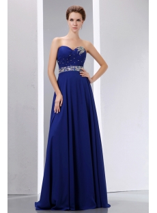 Royal Blue A-line Long Chiffon Evening Dress 2014 for Spring
