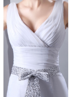 Sexy Mermaid V-neckline Bridal Gowns 2014 with Silver Sash