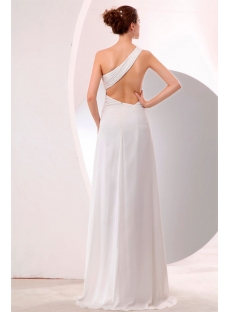 Sexy Open Back One Shoulder Beach Wedding Dress with Slit