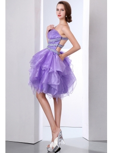 Short Lavender Ruffled Cocktail Dresses with Cross-Straps Back
