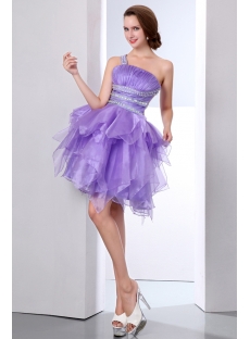 Short Lavender Ruffled Cocktail Dresses with Cross-Straps Back
