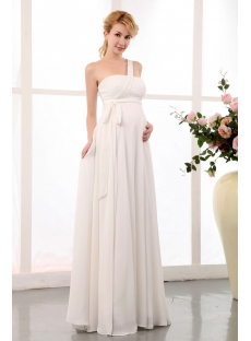 Simple One Shoulder Chiffon Empire Bridal Gown