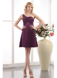 Simple Satin Grape One Shoulder Homecoming Dresses