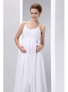 Simple Straps Ivory Chiffon Pregnant Bridal Gown