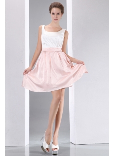 Simple White and Pink Short Homecoming Dress