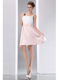 Simple White and Pink Short Homecoming Dress