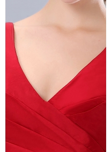 Simple Wine Red Long Taffeta Sheath Graduation Dress with V-neckline