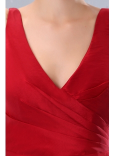 Simple Wine Red Long Taffeta Sheath Graduation Dress with V-neckline