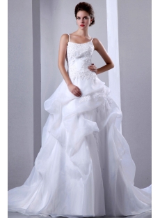 Spaghetti Straps Organza Ball Gown with Pick up Skirt and Beading