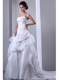 Spaghetti Straps Organza Ball Gown with Pick up Skirt and Beading