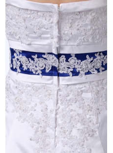 Special Elegant Ivory and Royal Blue Satin A-line Wedding Dress