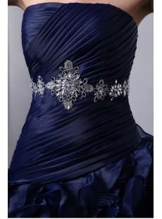 Special Navy Blue Organza Ruffled Bridal Gown 2014 Corset