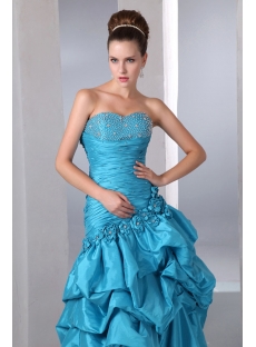 Special Strapless Sweetheart Long Cheap Quinceanera Dress with Pick up Skirt