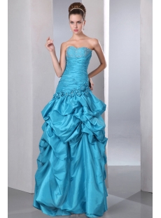 Special Strapless Sweetheart Long Cheap Quinceanera Dress with Pick up Skirt