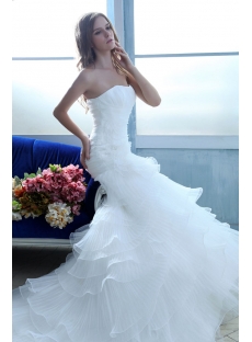 Spring Layered Long Mermaid Wedding Dresses 2014 with Train