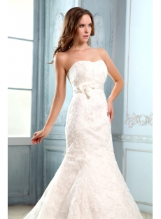 Strapless Sweetheart Lace Mermaid Wedding Dresses Vintage with Bow