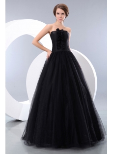 Strapless Tulle Black Quinceanera Dress for Full Figure Cheap