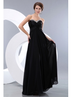 Sweet Black Long Empire Plus Size Prom Gown
