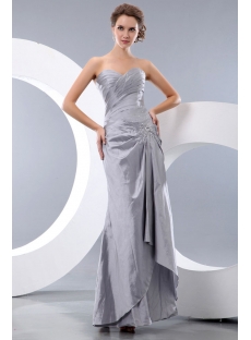 Sweet Sheath Silver Taffeta Ankle Length Bridesmaid Dress