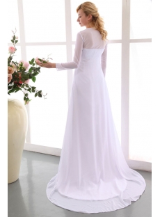 Vintage White Long Sleeves Chiffon Empire Wedding Dress for Spring
