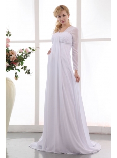 Vintage White Long Sleeves Chiffon Empire Wedding Dress for Spring