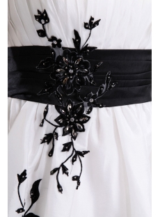 White and Black Short Strapless Prom Party Dress