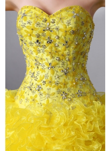 Yellow Sweetheart Ruffled Best Quinceanera Dress in the World