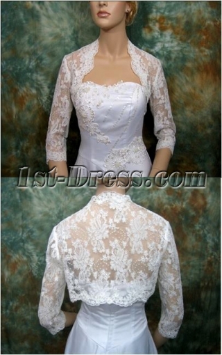 3/4 Length Long Sleeves Lace Wedding Jacket