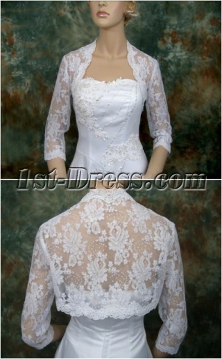 3/4 Length Sleeves Lace Bridal Bolero