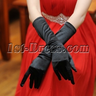 Black Long Prom Dresses Gloves