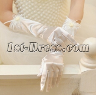 Ivory Wedding Gloves Bridal Gloves with Handmade Flowers