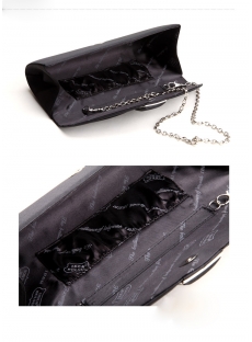 Black Fashionable Satin Clutch Purple Bag