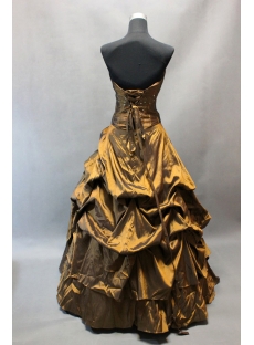 Bronzed Strapless Taffeta Floor Length Quinceanera Dress for 15 Birthday Party