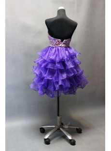 Chic Purple Organza Layered Short Cocktail Dresses