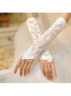 Modest Fingerless Appliques Wedding Gloves