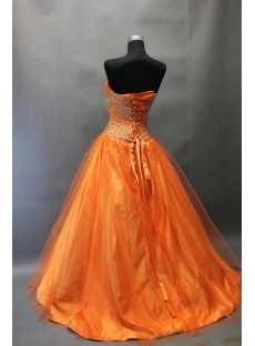 Pretty Orange Organza Long Quinceanera Dress with Bolero
