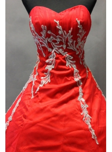 Pretty Red Appliques Long Quinceanera Ball Gown Dresses with Train