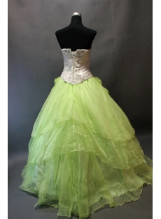 Romantic White and Green Ball Gown Quinceanera Dress