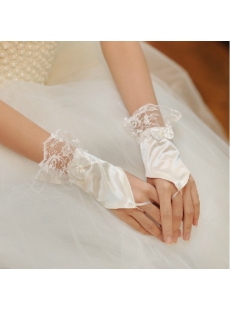 Short Fingerless Wedding Gloves with Bows