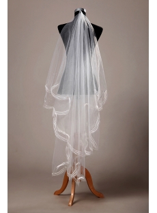 Stunning Two Layers Bridal Veil Tulle Ribbon Edge