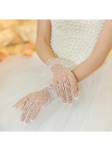 Transparent Voile Fingertips Bridal Gloves