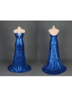 Royal Blue Sequins Evening Dress 2014