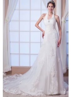 Perfect Halter Lace Bridal Gown 2015