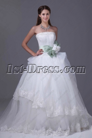 Sweet 2015 Ball Gown Wedding Dress with Flowers
