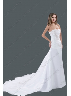Elegant White Strapless A-line Wedding Dress 2015