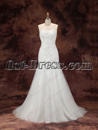 2016 Sheath Lace Bridal Gown with Train