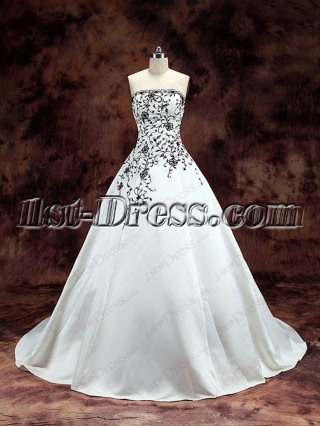 Charming Black Embroidery Wedding Dress 2016