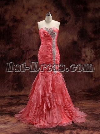 Charming Coral Sweetheart Formal Evening Gown